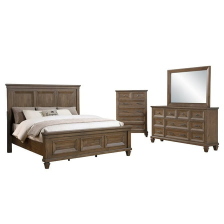 New Classic Furniture Mariana 4-Piece Wood Queen Bedroom Set w Chest in Mocha
