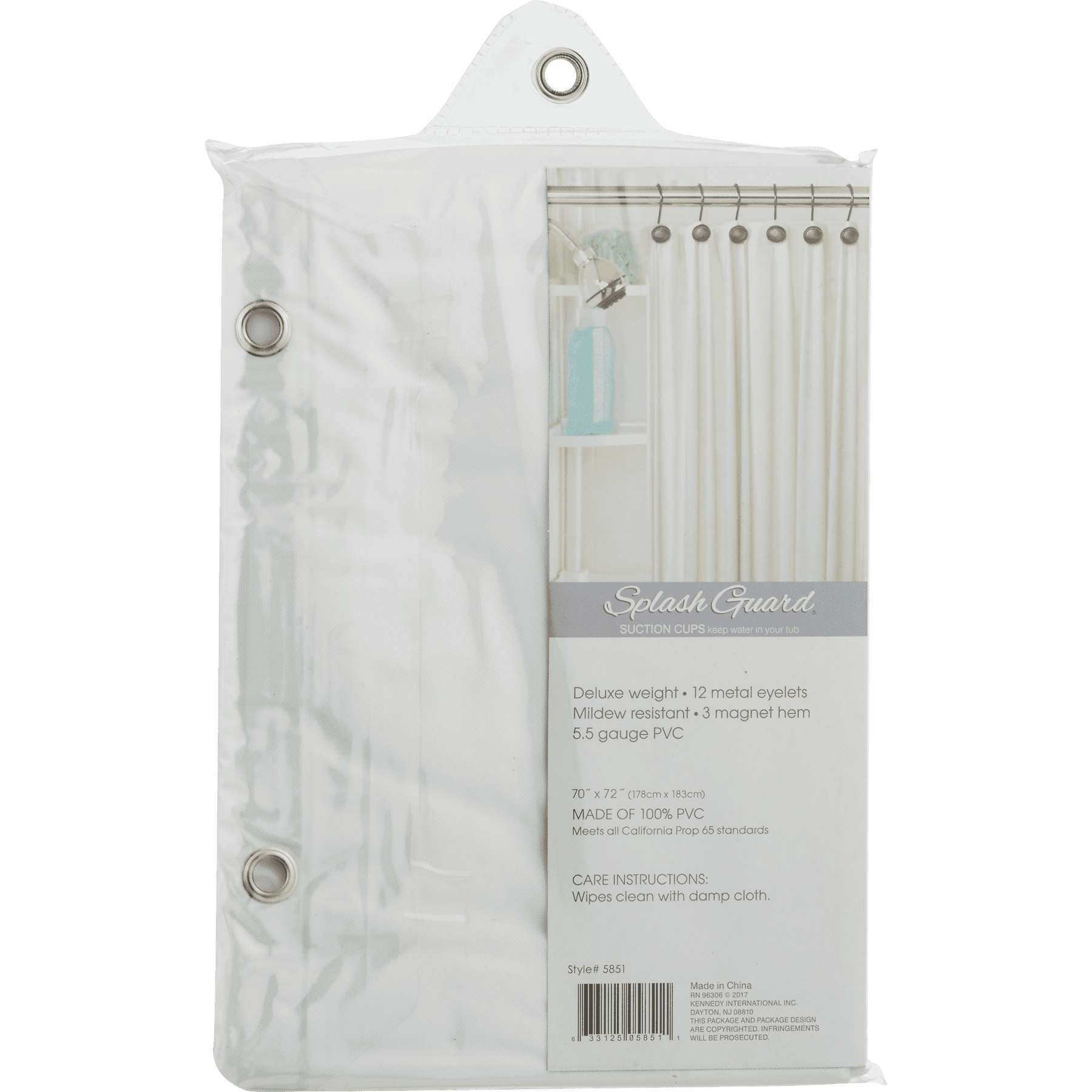 Bath Bliss Premium Splash Guard Shower Curtain Liner White