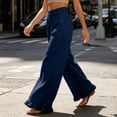 thumbnail image 5 of Hfnxid Wide Leg Pants for Women Ruffle Hem High Waisted Palazzo Pant Loose Fit Casual Trousers Flowy Vacation Trouser Navy S, 5 of 7