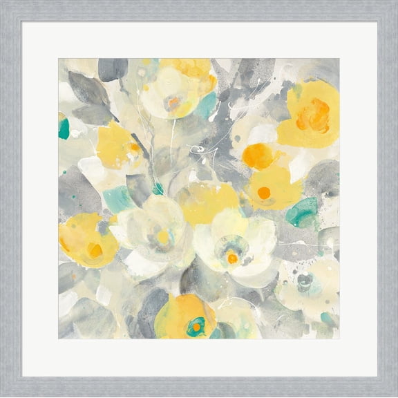 Buttercups I Teal by Albena Hristova, Framed Wall Art, 19.5W x 19.5H