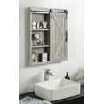 thumbnail image 3 of Kate and Laurel Cates Decorative Wood Wall Storage Bath Medicine Cabinet with Rectangle Mirror and Sliding Barn Door, 22 x 28, Rustic Gray, Farmhouse Decor for Wall Storage, 3 of 9