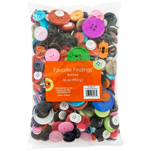 Favorite Findings Assorted Sew Thru Value Pound Of Buttons, 16 Ounces