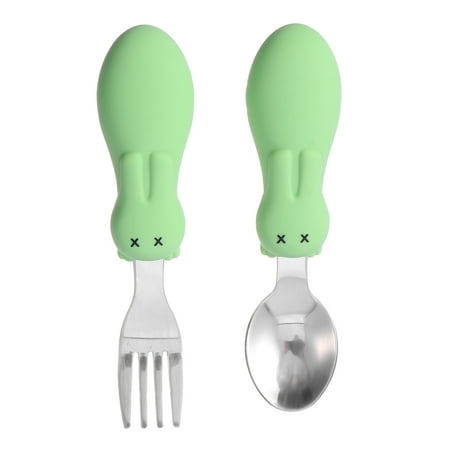 

HEMOTON 1 Set Baby Utensils Infant Training Tableware Short Handle Spoon Fork Set