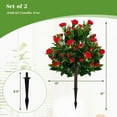 thumbnail image 6 of Resenkos 31-Inch Artificial Camellia Tree Set of 2 with Red Flowers - Green/Red, 6 of 8