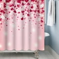 thumbnail image 2 of Hearts Shower Curtain Pink Cherry Flowers Bathroom Curtain Set with Hooks, Happy Valentines Day Water Repellent Polyester Shower Curtain 72W x 72L inch, 2 of 6