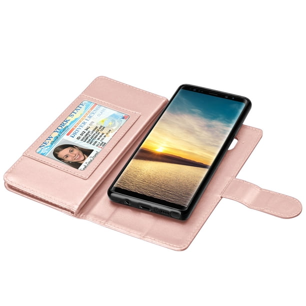 Galaxy Note 8 Case, Note 8 Wallet Case, Njjex Luxury PU Leather Wallet Case ID&Card Slot Detachable Magnetic Hard Case & Kickstand Case For Samsung Galaxy Note 8 -Rose Gold - Walmart.com
