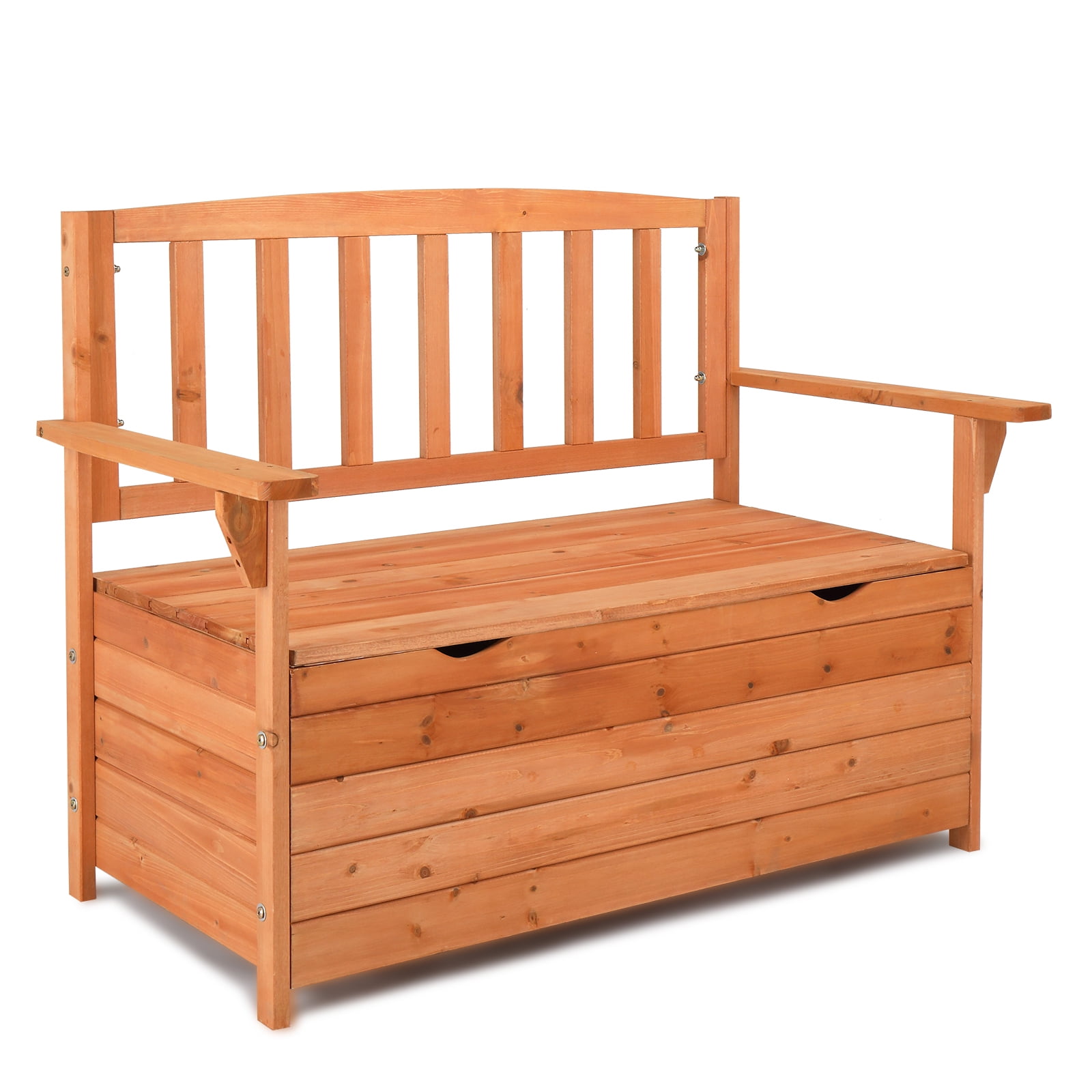 Outdoor Bench With Storage, Seizeen 44’’L Porch Storage Bench Fir Wood, AllWeather Deck Box