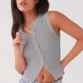 thumbnail image 5 of Bxsruta Women's Ribbed Knit Sleeveless Button Down Cropped Tank Top Casual Fitted Crew Neck Blouse, 5 of 8
