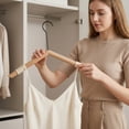 thumbnail image 5 of Unique Bargains 2Pcs Wood Nonslip Rope Durable Hangers Black, 5 of 6