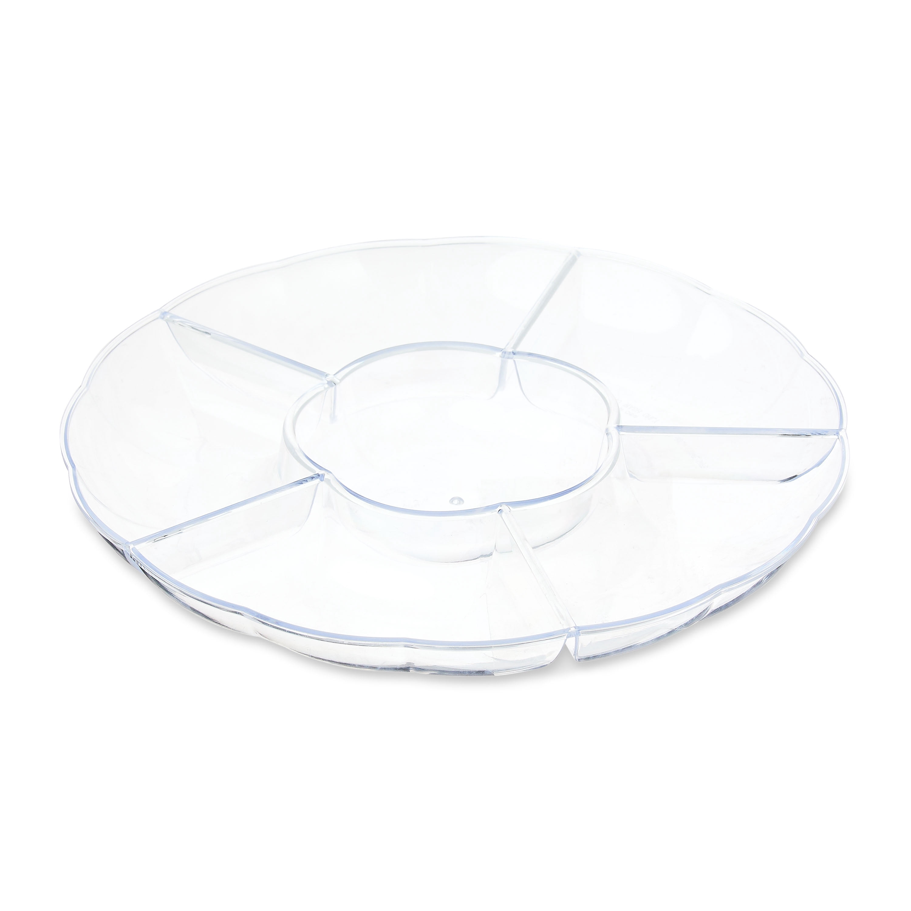 (2 pack) Clear Round Compartment Tray, 12", by Way To Celebrate