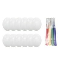 12 Pcs DIY White Easter Eggs Plastic Egg Paintable Fillable Fake Eggs to Color Plastic Paint Your Own Eggs with 4 Markers for Easter Party Gifts Basket Filler Classroom Crafts