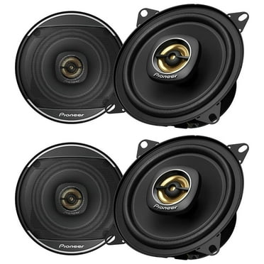 (Pack of 4) PIONEER TS-A1081F, 2-Way Coaxial Car Audio Speakers, Full Range, Clear Sound Quality, Easy Installation and Enhanced Bass Response, Black and Gold Colored 4 Round Speakers