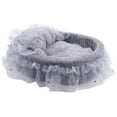 thumbnail image 2 of Princess Cats Bed Kitten Sleeping Bed Plush Fabric Slip Resistant Bottom Durable Princess Dog Bed Washable with Cushion M, 2 of 7