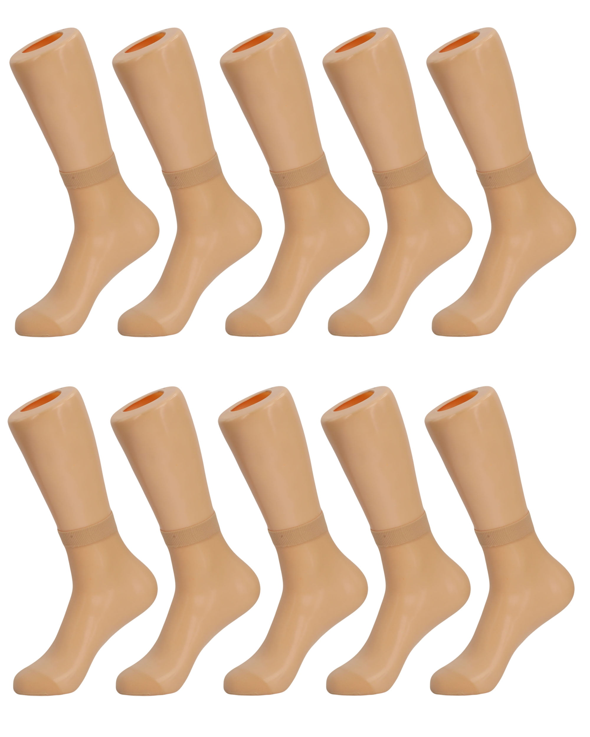 Womens Sheer Ankle Socks 10 Pairs Light Skin Low Cut Elastic Short Thin