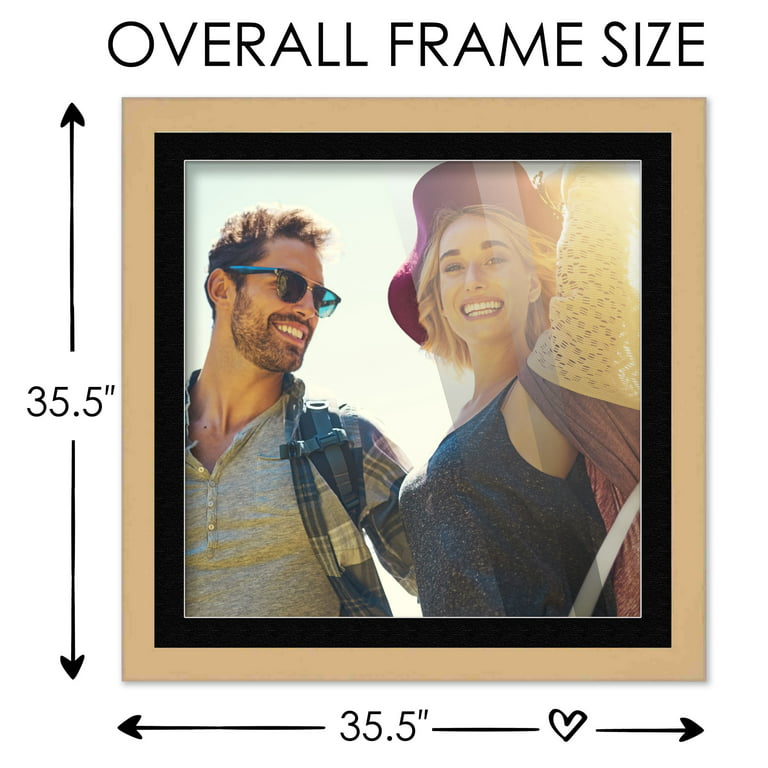 30x30 Frame Natural Matted for 30x30 Picture or 34x34 Art Poster Without Photo Mat Display Your, Size: 30 x 30, Beige