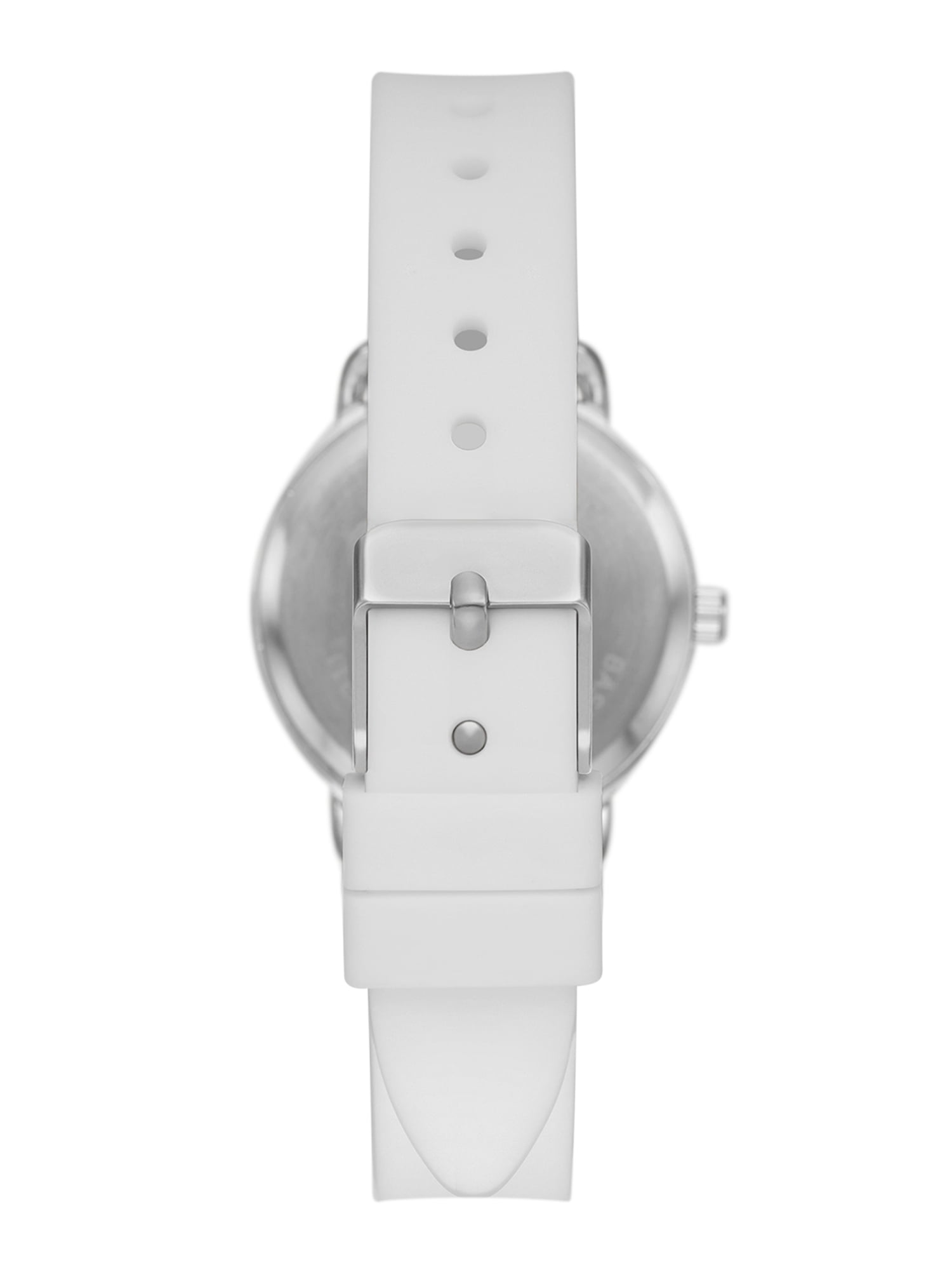 Time and Tru Ladies' Watch, Silver Round Case, White Bezel, White Easy to Read Dial and White Smooth Silicone Strap (FMDOTT095)