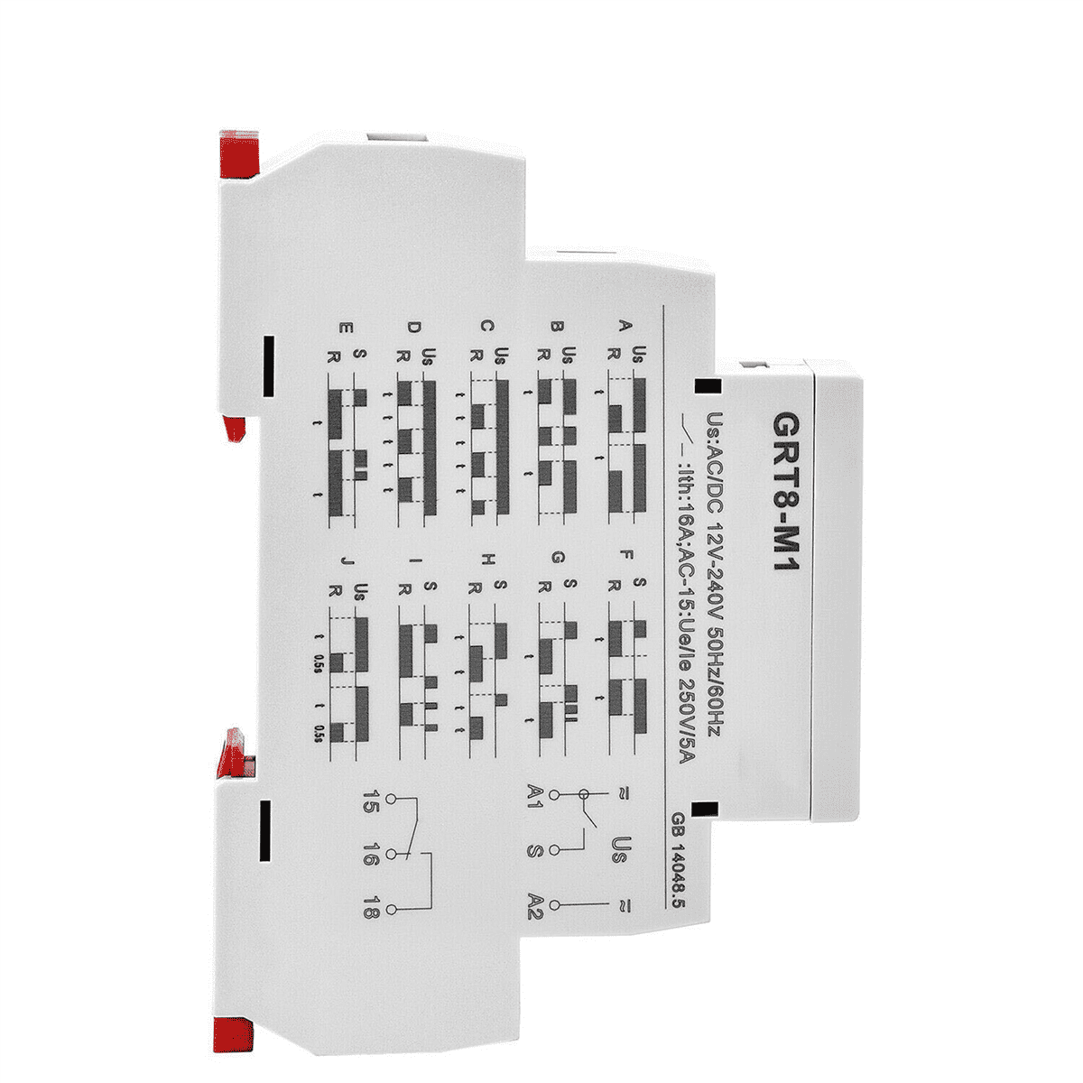 5X GRT8-M1 On Off Time Delay Relay 16A AC/DC12V-240V Multifunction Din Rail Automatic Timer Relay,5 * Timer Relay 5 * DIN rail mounting,White