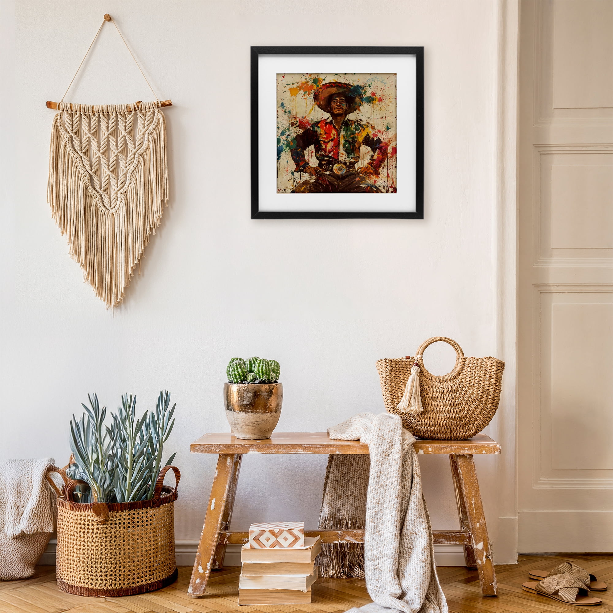 Stupell Industries El Mexicano with Paint Splatters Black Framed Print Under Glass, design by Marta Wiley