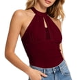 thumbnail image 2 of SwiftWear Women's Halter Neck Crop Tank Top Y2K Style Cut Out Lace Insert Sleeveless Trendy Going Out Casual Summer Tops, 2 of 6
