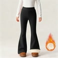 thumbnail image 2 of XUNKUSGA Girls Flare Pants 4-15 Years Warm Fleece Lined Bootcut Leggings High Waisted Full Length Bell Bottoms for Girls Winter Thickened Solid Color Thermal Outdoor Black, 2 of 9