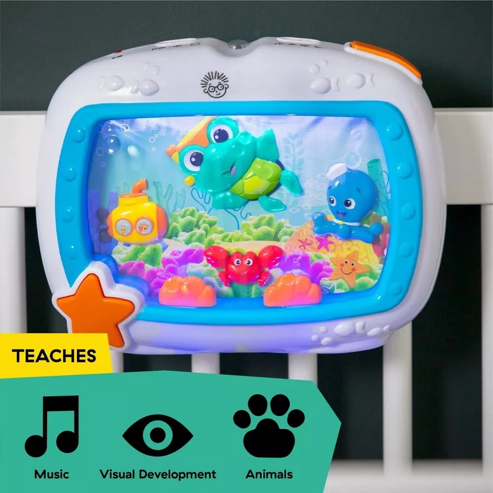 Sea Dreams Soother Musical Crib Toy and Sound Machine for Babies 0-36 Months, 8.7x11.9x5.22 Inches