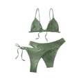 thumbnail image 4 of Swimming Suits for Women, Bathing Suit for Women 2 Piece, 2 Piece Swimsuit for Women, Women's Two Piece Bikini Swimsuit Ribbed Triangle Top Bathing Suits String Cheeky Bikini Sets, Army Green L, 4 of 4