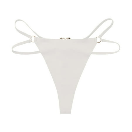 MZXELPRJD Womens Underwear Women Double Strap Panties Love Ring Buckle Seamless Ice Silk Thong Panties High Waisted Underwear for Women White M