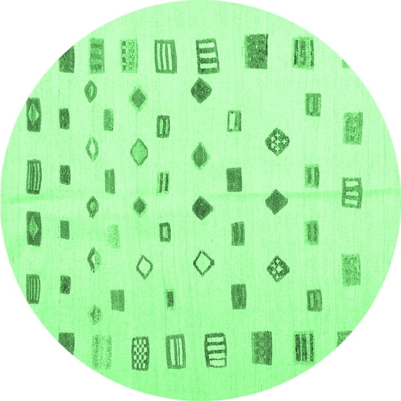 Ahgly Company Indoor Round Abstract Emerald Green Contemporary Area Rugs, 7' Round