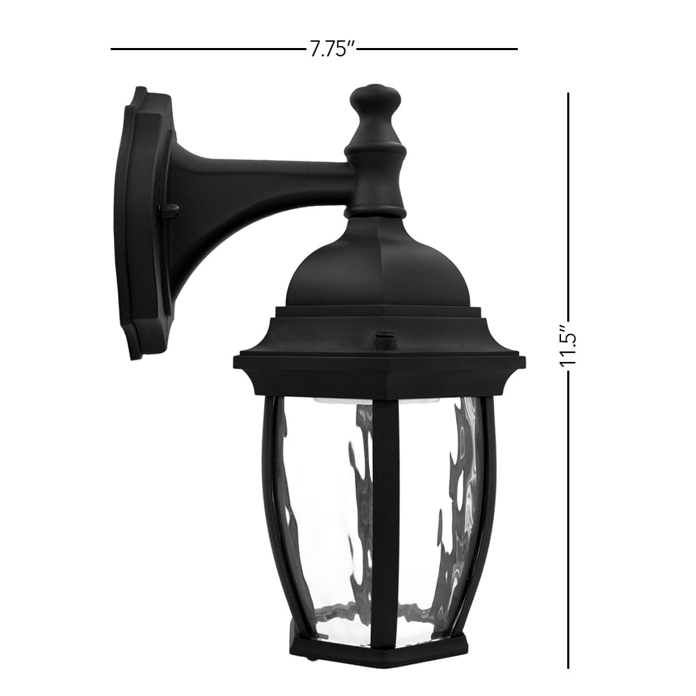 Luvoni LED Smart WiFi Outdoor Wall Light, Black w/ Clear Water Glass, App Controlled Porch Lantern, 850 Lumens, CCT 2700K - 6500K, Dimmable, Works with Google Home/Alexa, by Maxxima