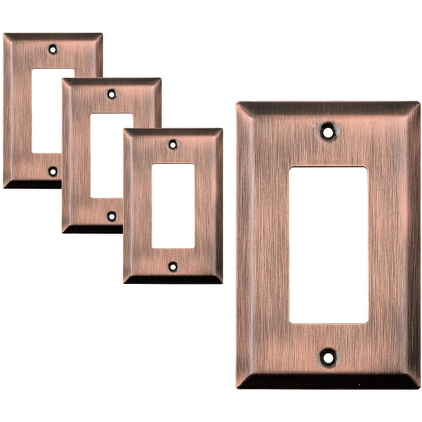 Sleeklighting 4 Pack Decorative Copper Outlet Covers 1 Gang Decorator