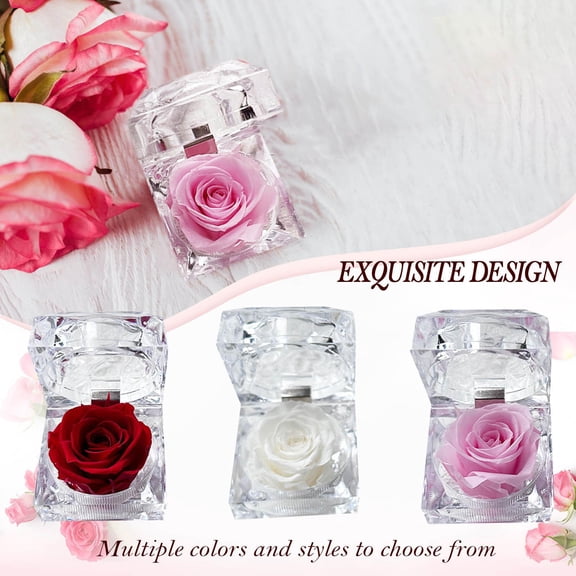 Acrylic Display Box, Clear BoxforDisplay, Ring Gift Box, Pink Gift, Eternal Rose, Jewelry Storage Box, Storage Case, Valentine’S Day Decor, 3X3 In, 1 Pc