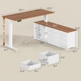 thumbnail image 3 of 55" L Shaped Electric Standing Desk with 6 Fabric Drawers and Storage Shelves, Height Adjustable Computer Desk, Home Office Desk, 3 of 7