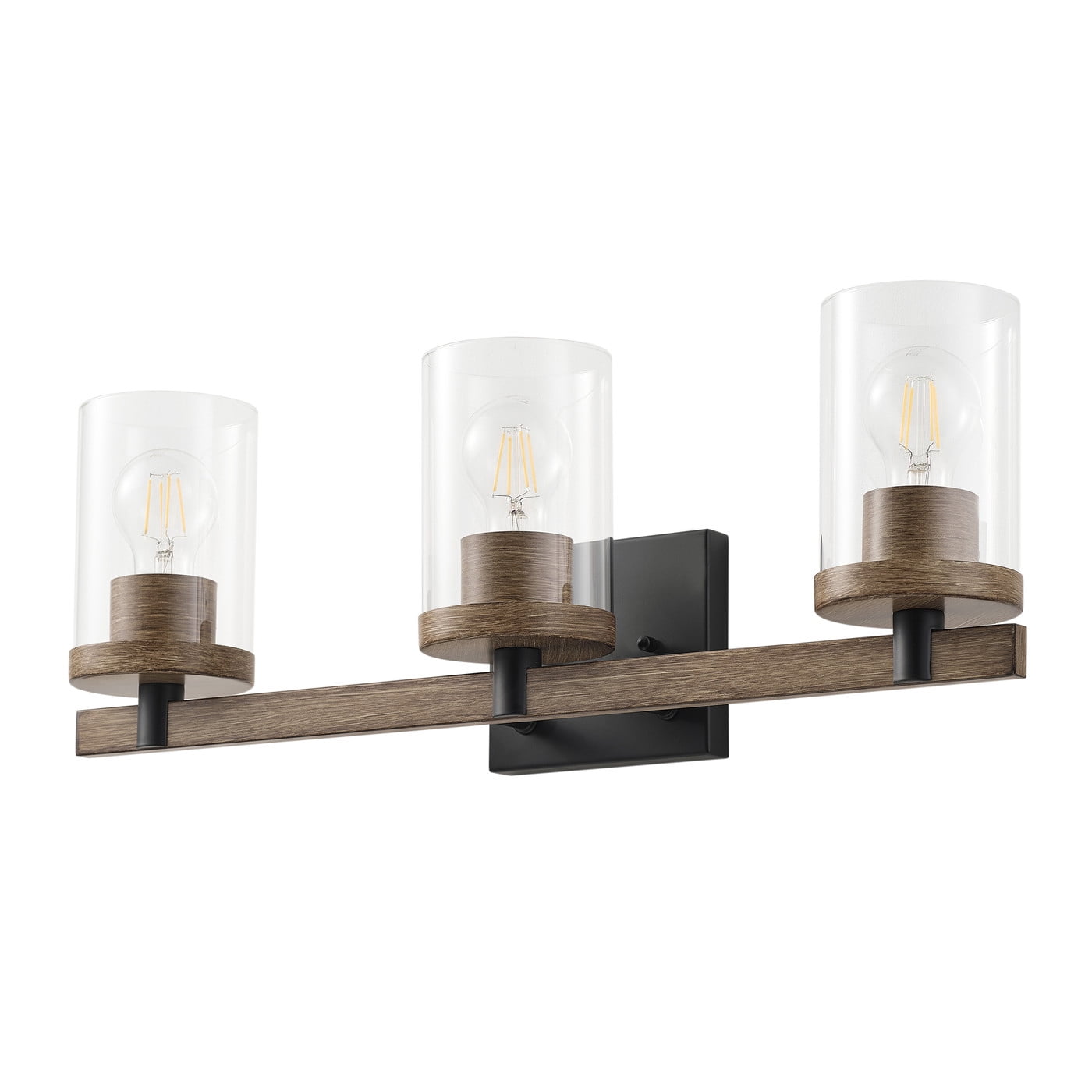 Classic 3-Light Wall Sconce Cylinder Vanity Lighting Minimalist Rustic Light Fixture with Clear Glass Shade