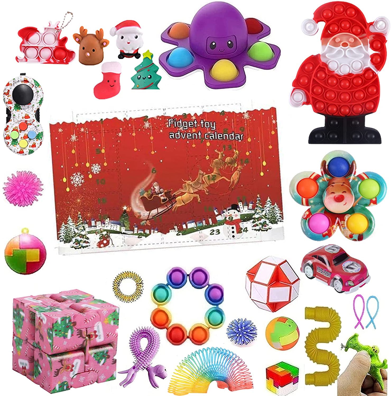 Advent Calendars 2022 Fidget Advent Calendar Toy Pop Set, 24DAYS Christmas  Countdown Calendar Sensory Stress Relief Toys Pack