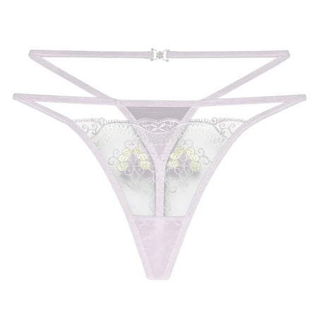 Icvfdpl Briefs For Women Mesh Embroidery Thin Style Hollowed Out Low Waisted Thong Soft Breathable Womens Panties White One Size