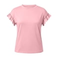 thumbnail image 6 of Dpjklzsn Women's Ruffle Flutter Sleeve Crew Neck Short Sleeve Top, Easy Fit Lightweight Ruffle Detail Everyday Shirt for Daily Wear, 6 of 6