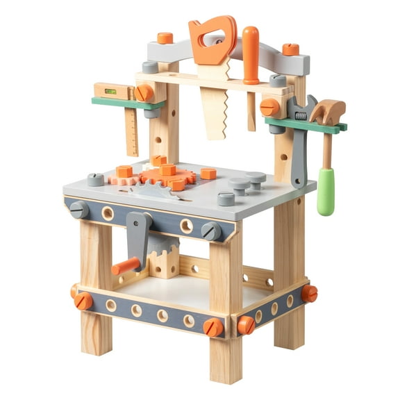 Ktaxon Kids Tool Bench, Wooden Tool Workbench for Toddler, Tool Bench with Play Tools Set and Storage Space, Toy Workbench Workshop for Boys and Girls, Gift for Ages 3 