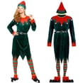 thumbnail image 5 of Women's Velvet Party Hooded Performance Dress for Christmas Events and Unisex Role-Playing, Comfortable Costume Dress with Long Sleeve and Festive Design,Green,M, 5 of 7