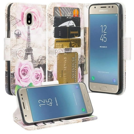 Cute Leather Wallet Phone Case Compatible for Samsung Galaxy J7 Aero Case,Galaxy J7 Top,J7 2018,J7 Crown,J7 Refine,J7 Aura,J7 Eon,J7 Star Case [Kickstand] for Girl Women - Paris