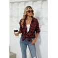 thumbnail image 3 of Women's fashionable loose and slimming American retro checkered shirt, 3 of 4