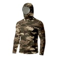 thumbnail image 5 of Men's Sun Protection Camo Hoodie with Face Cover Spf UV Upf 50+ Rash Guard Shirt Performance Fishing Hiking Shirt Long Sleeve Cooling Shirts,Brown 2XL, 5 of 6
