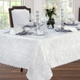 thumbnail image 2 of Newbridge Portofino Scalloped Damask Fabric Tablecloth, Wrinkle and Stain Resistant Fine Dining and Holiday Tablecloth, 52 Inch x 52 Inch Square, White, 2 of 7