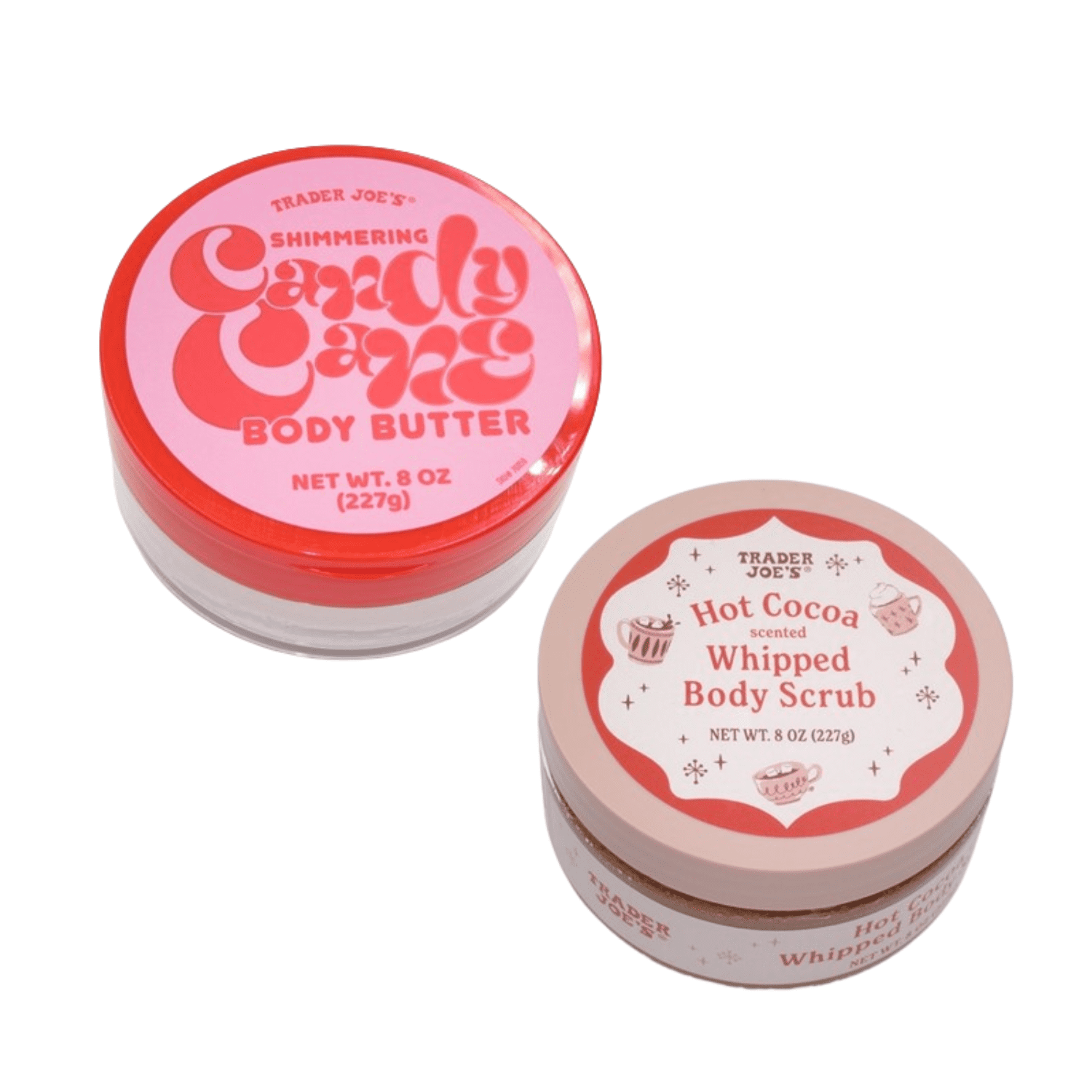Trader Joe s Shimmering Candy Cane Body Butter 8 oz and Cocoa Whipped Body Scrub 8 oz Pack of 2