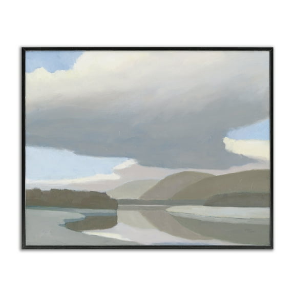 Stupell Industries Mountain Reflections Abstraction Landscape & Nature Painting Black Framed Art Print Wall Art, 14 x 11