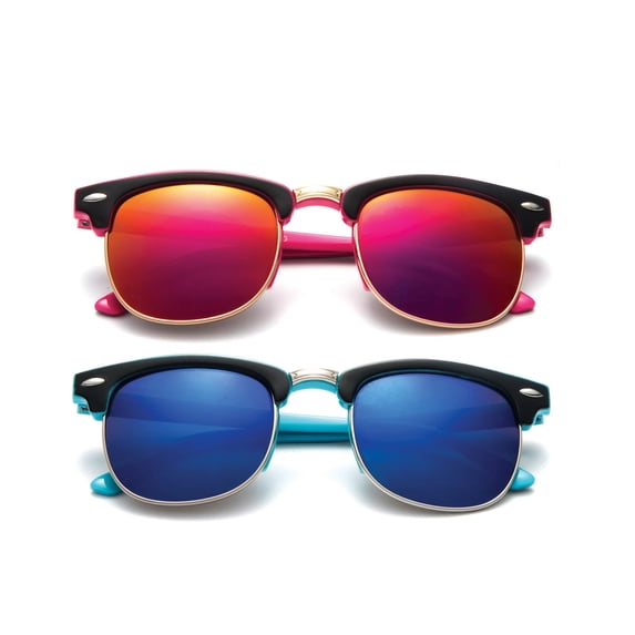 Newbee Fashion - "Justin" Kids Vintage Fashion Sunglasses with Flash Lens