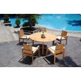 thumbnail image 5 of Grade-A Teak Dining Set: 5 Seater 6 Pc: 60" Round Table And 5 Clipper Stacking Arm Chairs Outdoor Patio WholesaleTeak #51CP1206, 5 of 5
