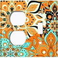 thumbnail image 4 of Metal Light Switch Plate Cover Orange Teal Flower Mandala Tile Pattern MDL016, 4 of 13