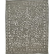 Feizy Bella Transitional Oriental, Gray/Taupe/Silver, 5' x 8' Area Rug Handmade Sheen Bohemian & Eclectic Bordered Floor Rug for Living room Bedroom