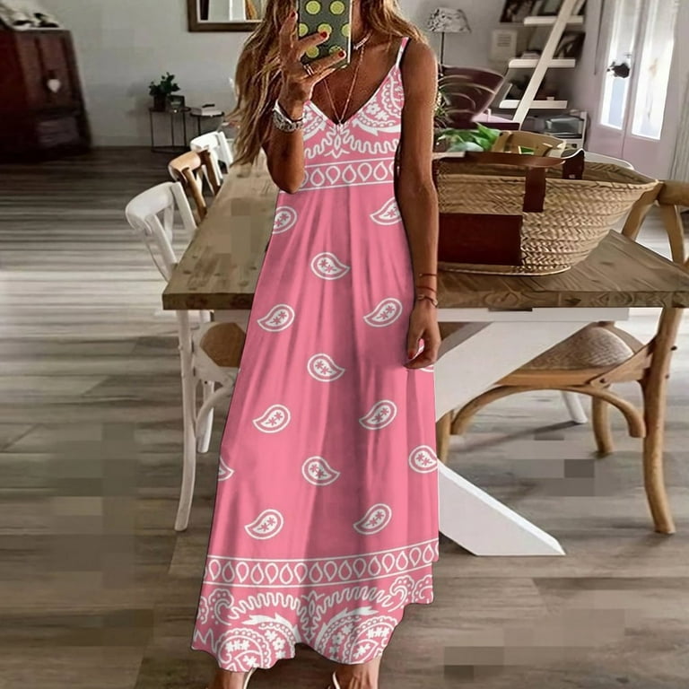 Pink Paisley Bandana Pattern Sleeveless Dress Loose Women's Dress Dresses Luxury Evening Dresses - Walmart.com Pink Paisley Bandana Pattern Sleeveless Dress Loose Women's Dress Dresses Luxury Evening Dresses - Walmart.com