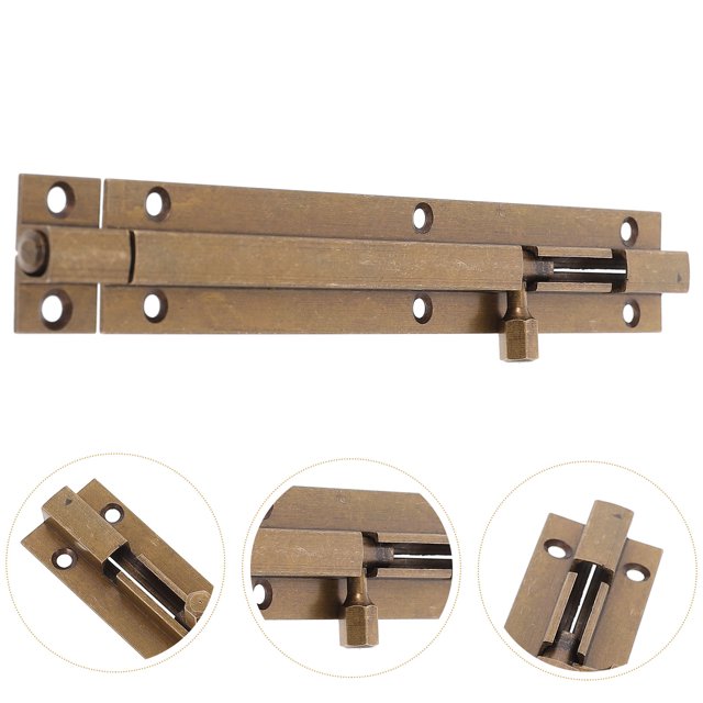 BRIGHTFUFU Brown Copper Latch Lock with Simple Scientific Design for Door Protection 1Set 11.8X1.2X0.6in